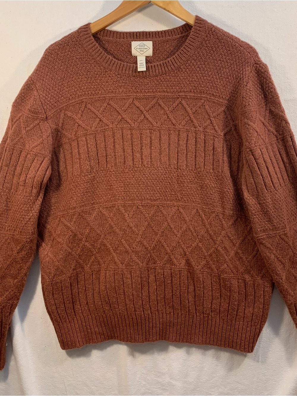 St. John's Bay textured crewneck sweater in rust